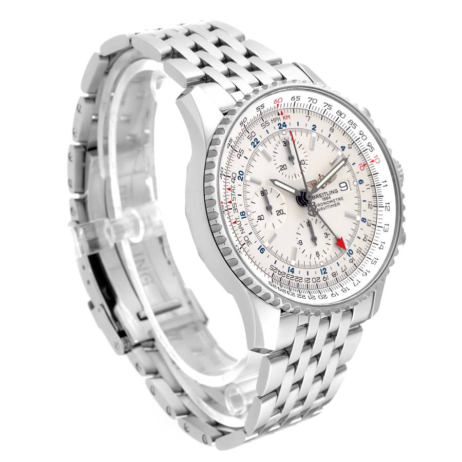 Breitling Navitimer World GMT Silver Dial Steel Mens Watch A24322
