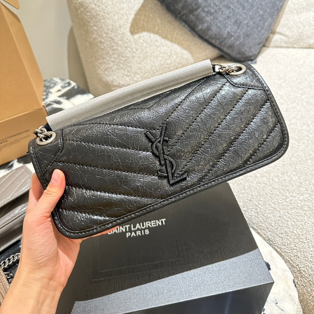Saint Laurent Mini Matelasse Monogram Niki Bag Black 26cm