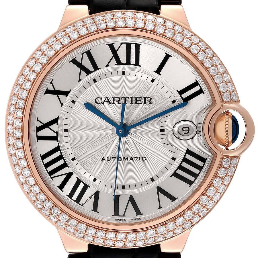 Cartier Ballon Bleu 42 Rose Gold Diamond Mens Watch WE900851