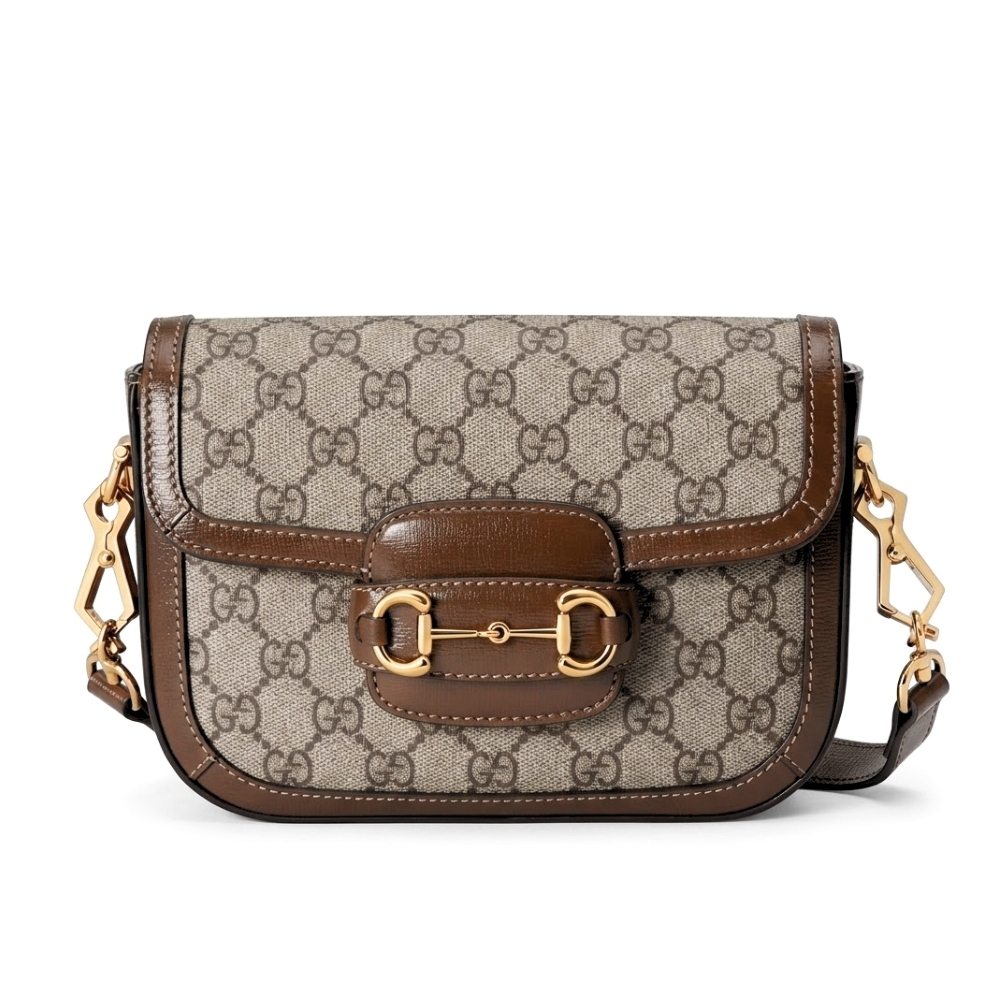 Gucci Horsebit 1955 Small GG Supreme Shoulder Bag Brown 20cm 658574 HUHHG 8565