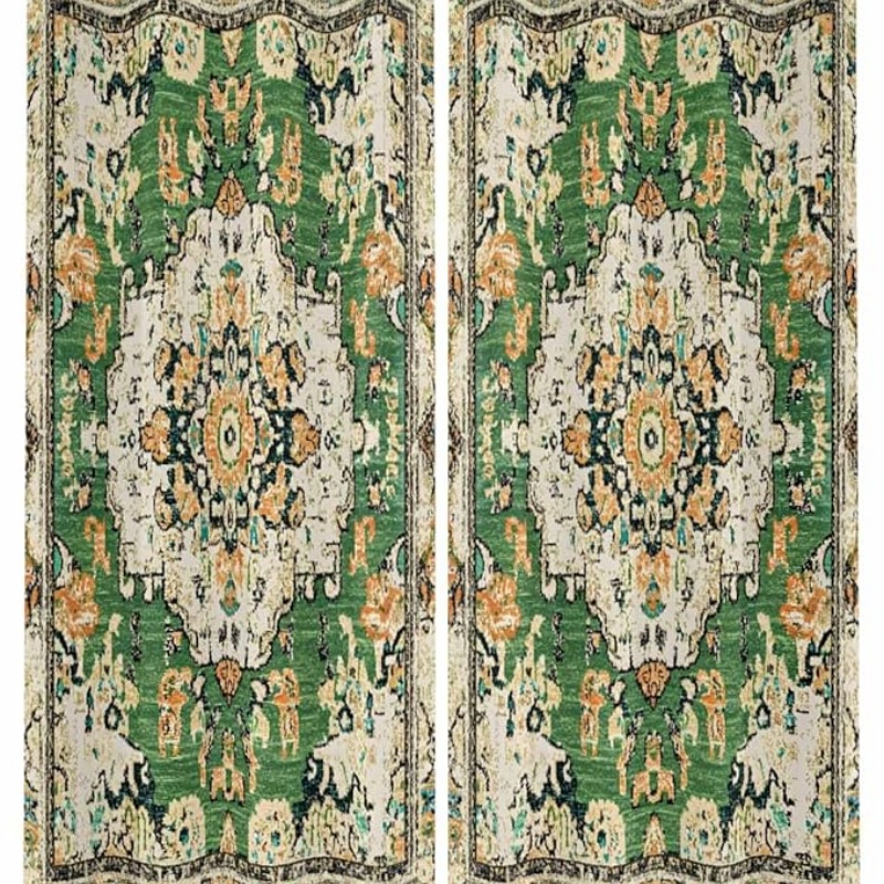 Ombre Green Boho Outdoor Curtains