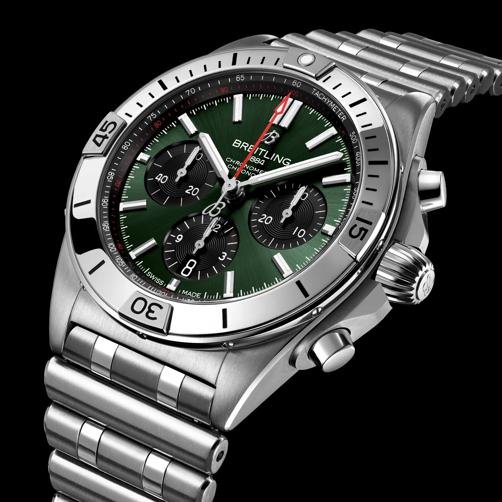 Breitling Chronomat B01 42 green Dial Steel Mens Watch AB0134