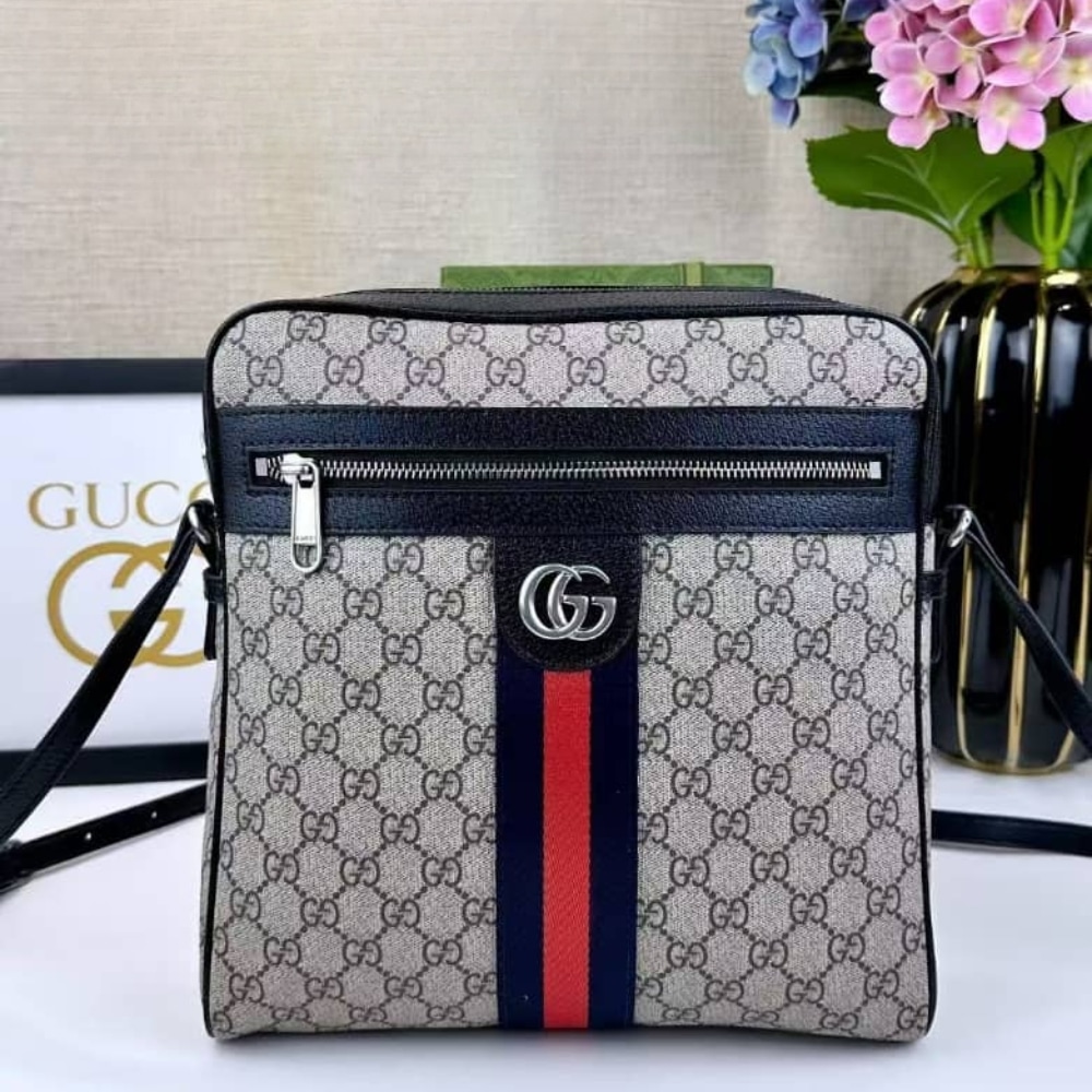 Gucci Ophidia Small Messenger Bag Beige And Blue Gg Supreme 23cm ‎547926 96iwn 4076