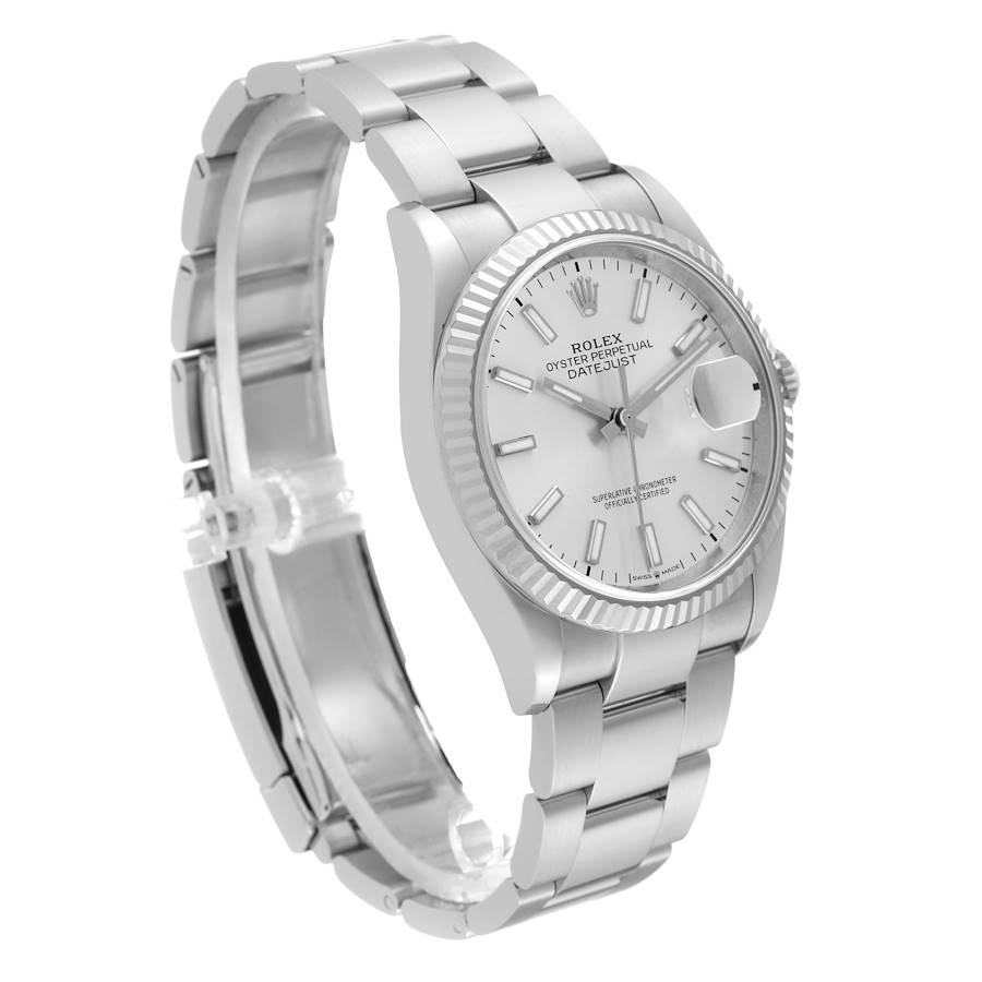 Rolex Datejust Steel White Gold Silver Dial Mens Watch 126234