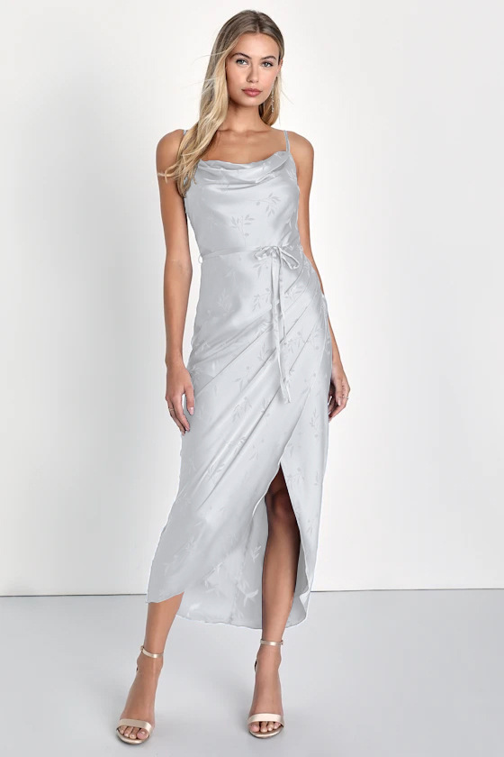 Women Casual Holidays Summer Halter Satin Belt Slit Dress（Processing time need 3-6 days）