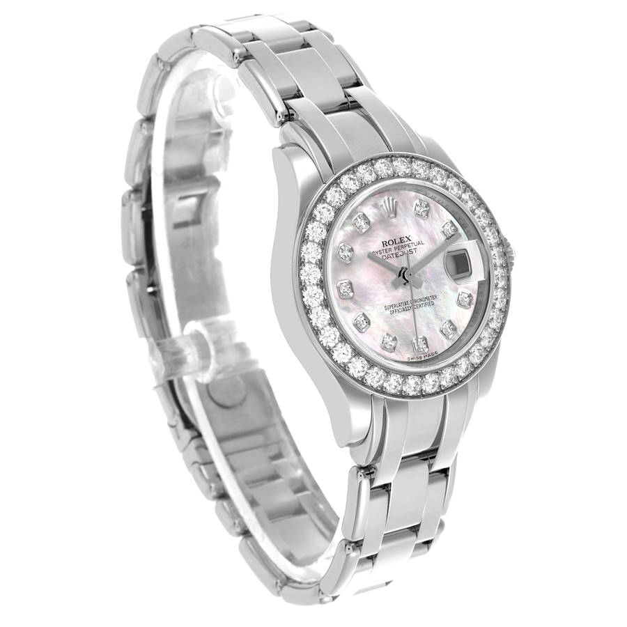Rolex Pearlmaster Masterpiece White Gold Mother Of Pearl Diamond Ladies Watch 80299 Card
