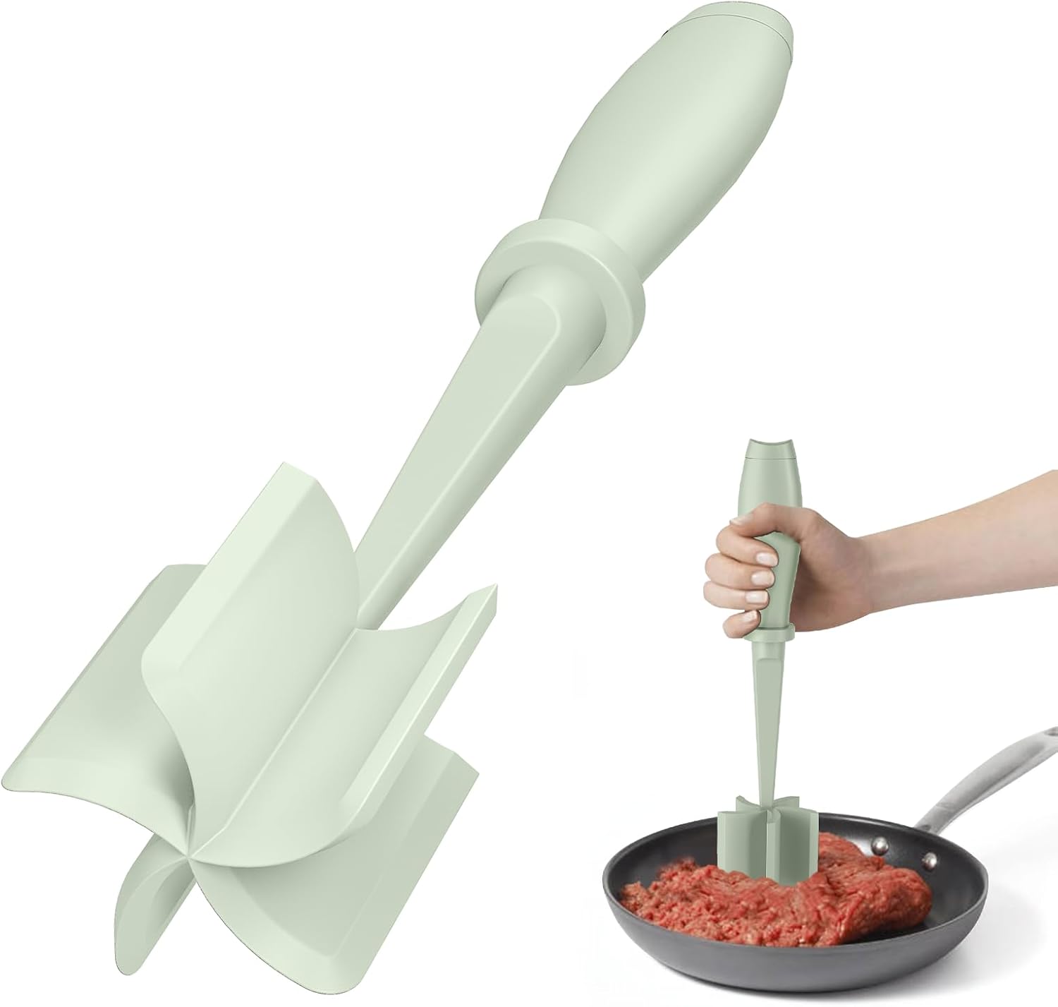 Meat Chopper, Hamburger Grinder, Premium Heat Resistant Smasher for Ground Beef, Burger Grinder Potato Mix Tool, Meat & Poultry Tenderizers-Black