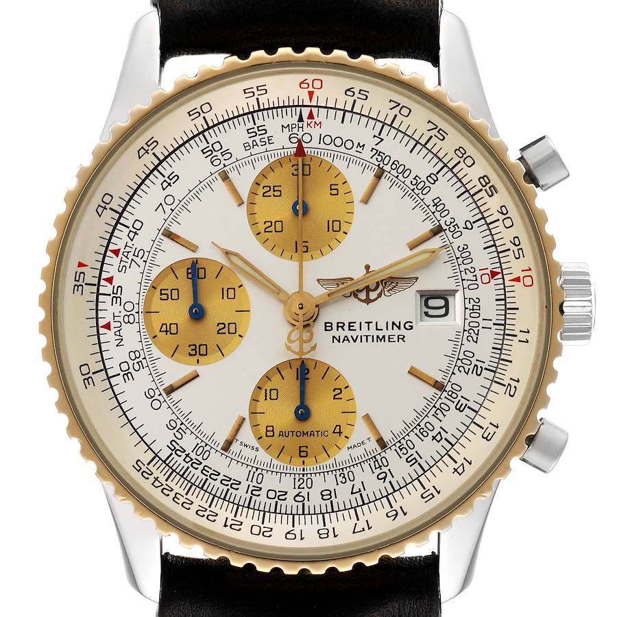 Breitling Navitimer II Steel 18K Yellow Gold Silver Dial Mens Watch D13022