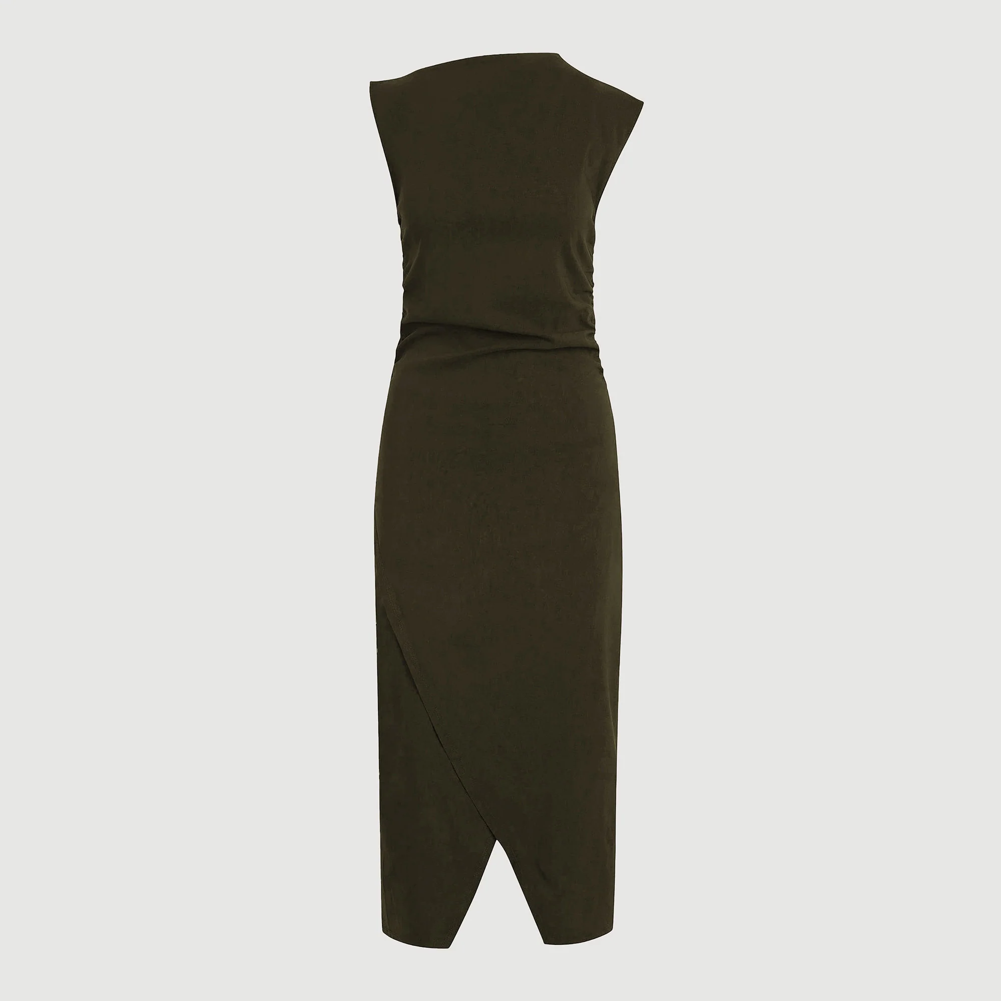Manon Asymmetric-Neck Ruched Dress (Petite)