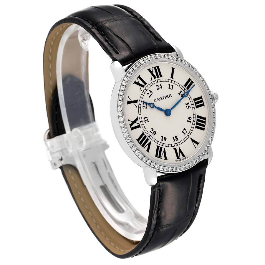 Cartier Ronde Louis White Gold Diamond Mens Watch WR000551