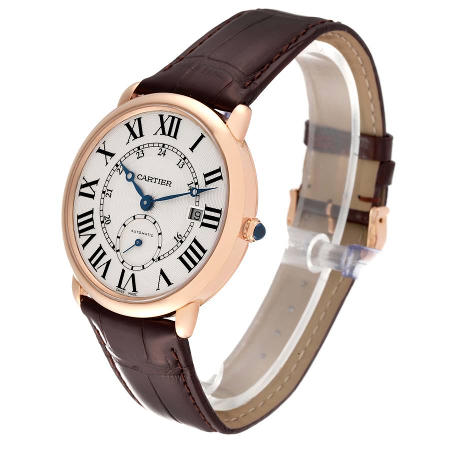 Cartier Ronde Louis Rose Gold Silver Dial Automatic Mens Watch W6801005