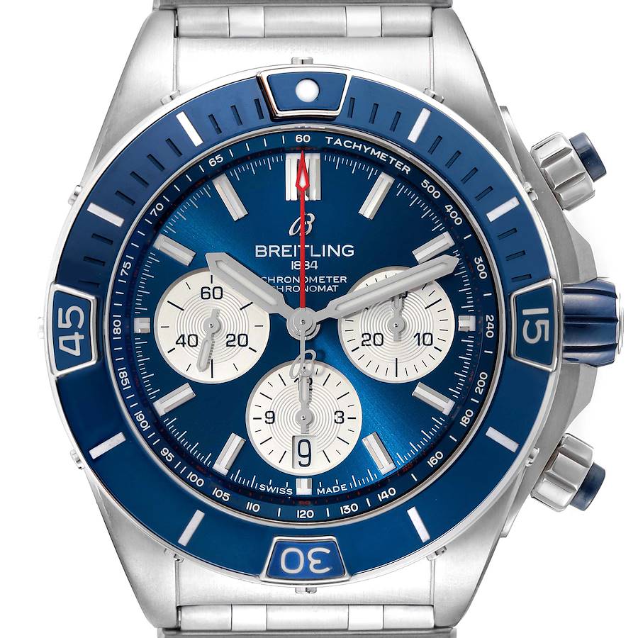 Breitling Super Chronomat B01 Blue Dial Steel Mens Watch AB0136