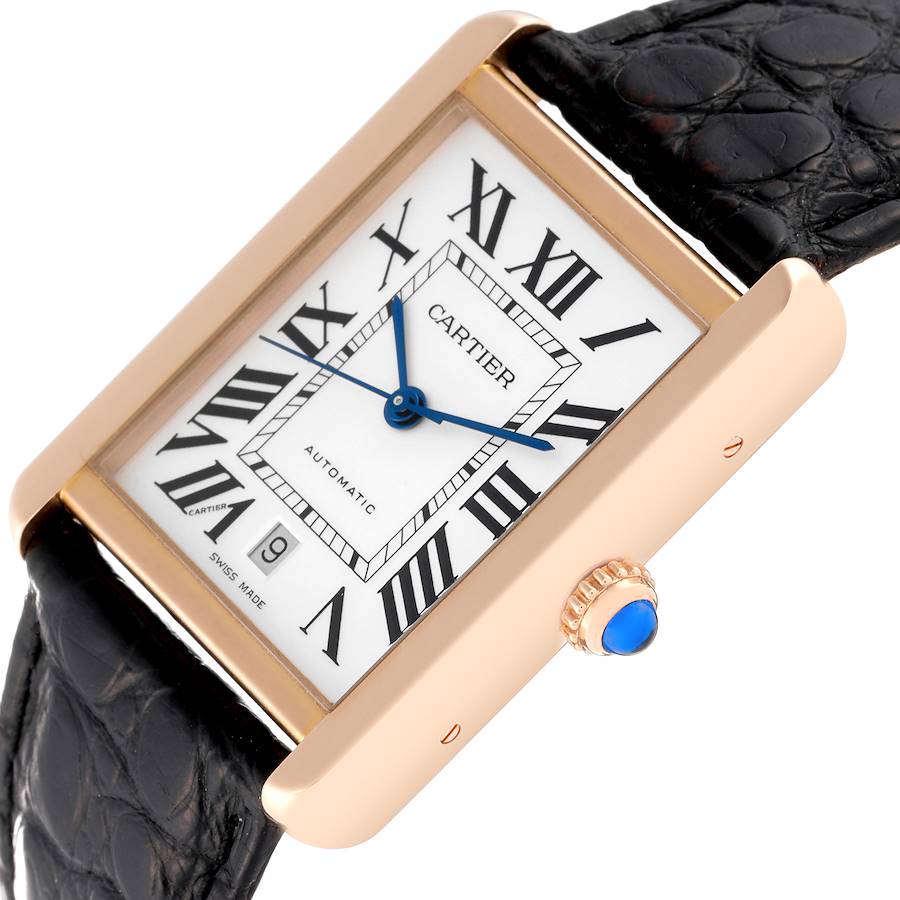 Cartier Tank Solo XL Rose Gold Silver Dial Mens Watch W5200026