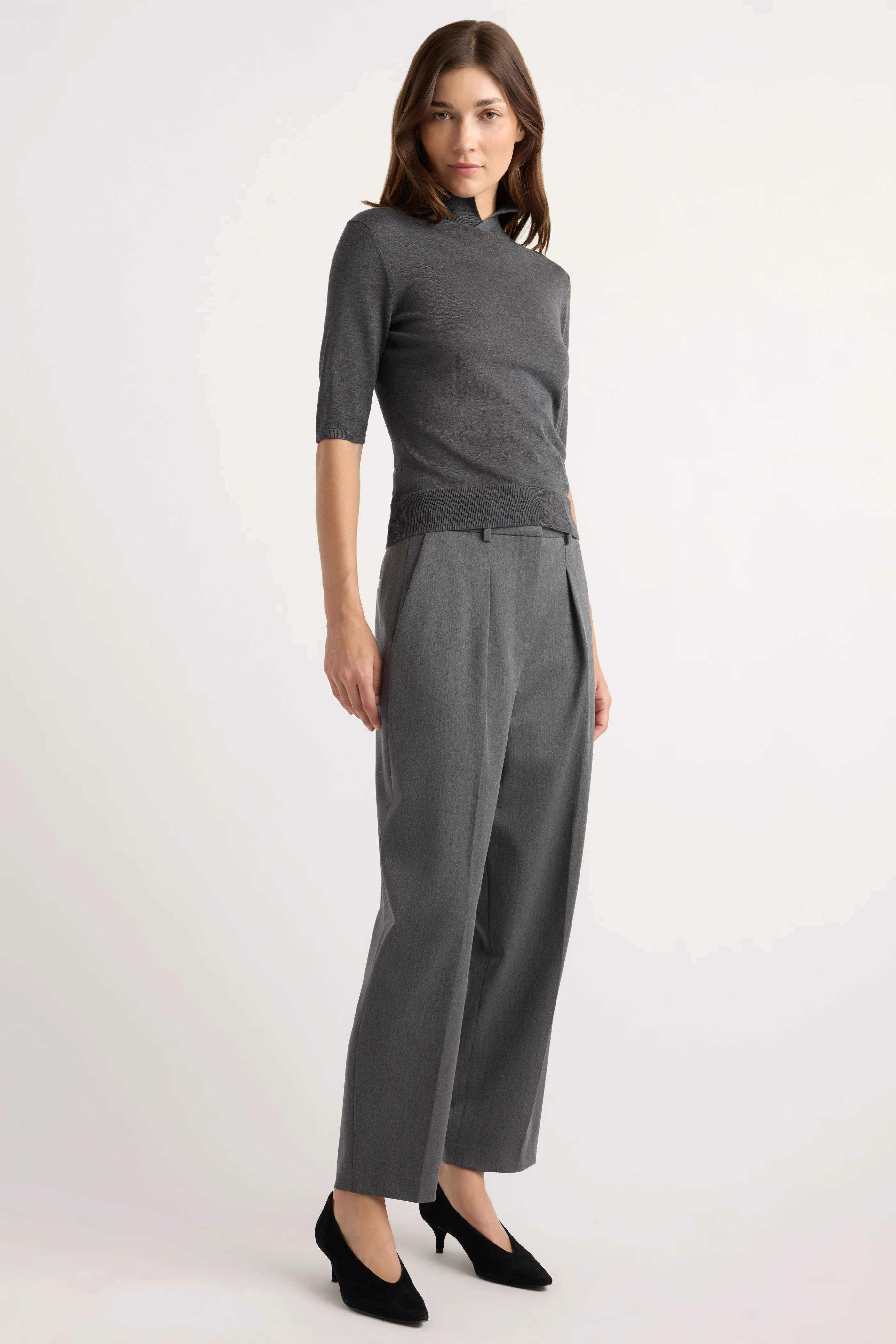 Francine Pleated Suiting Carrot-Leg Pant