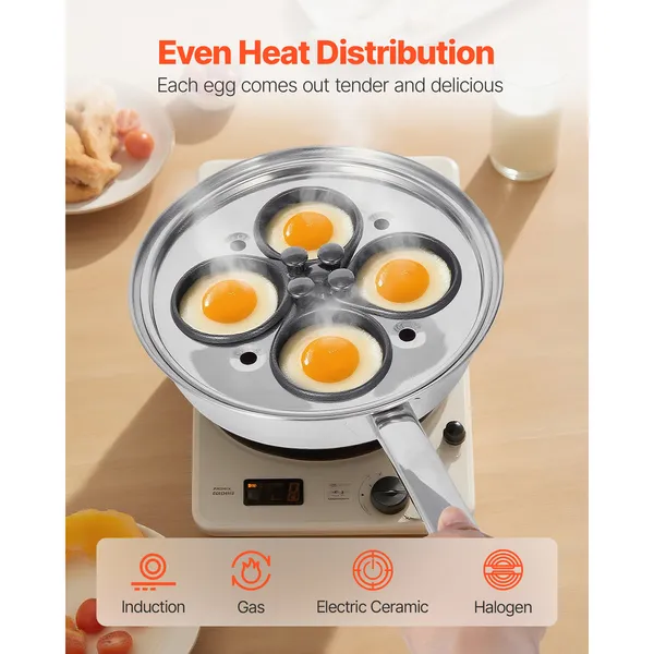 Egg Poacher Pan 4-Cup Poached Egg Maker Stainless