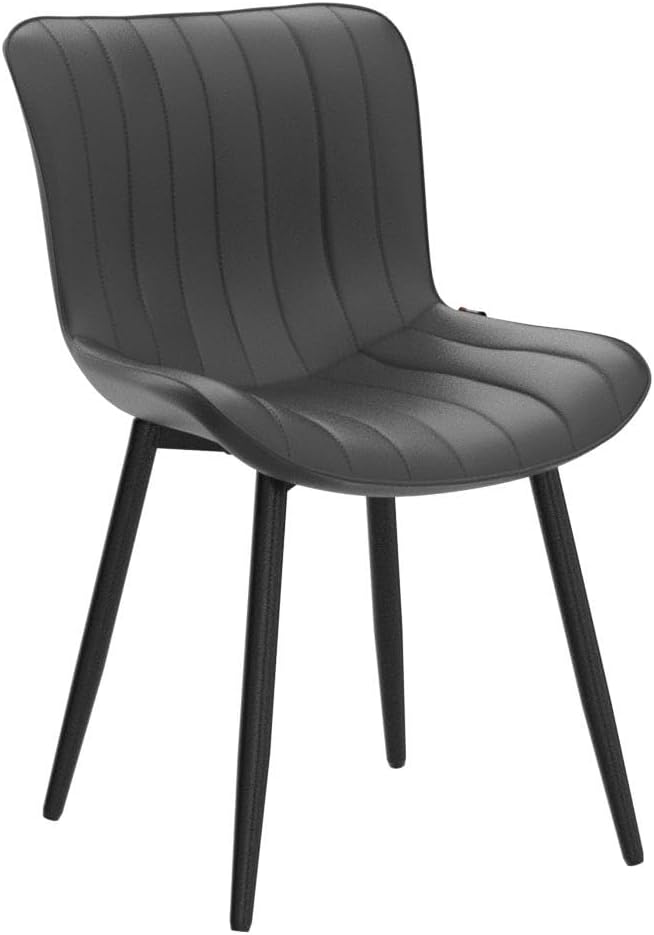 Black Faux Leather Dining Chairs Set of 2