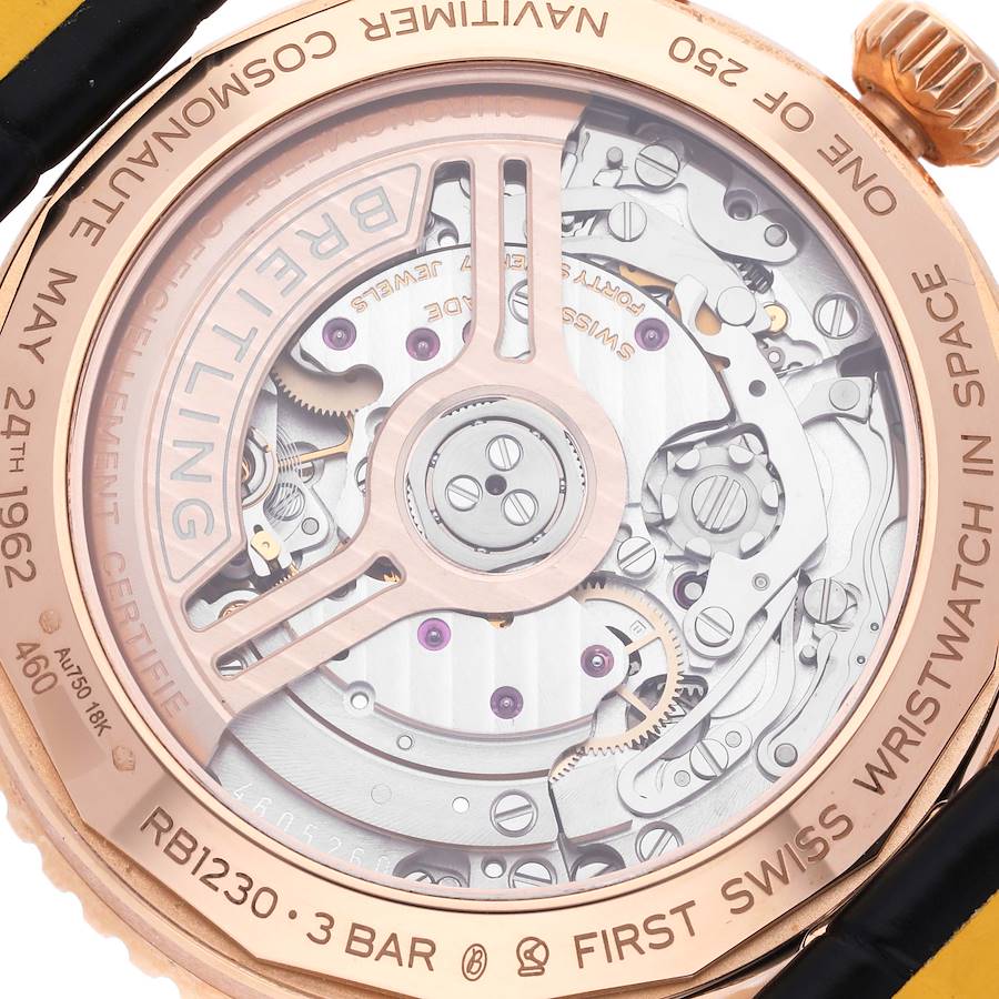 Breitling Navitimer Cosmonaute B12 Green Dial Rose Gold Mens Watch RB1230