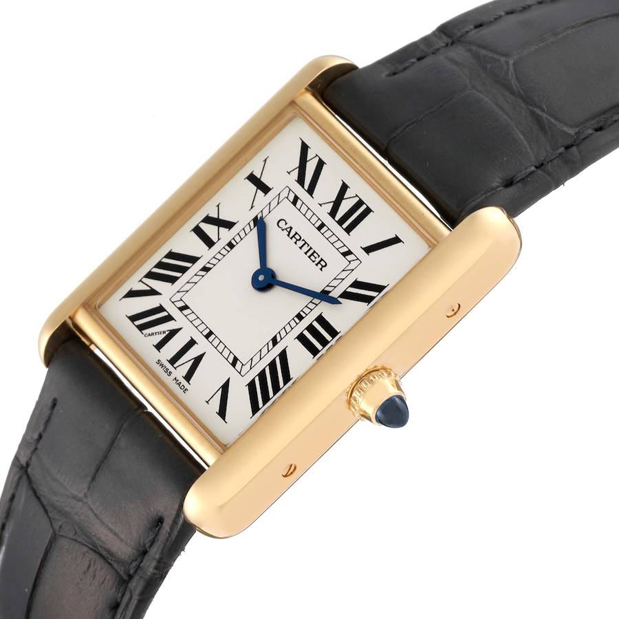 Cartier Tank Louis Yellow Gold Silver Dial Mens Watch WGTA0067 Card