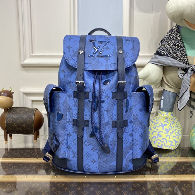 Replica Louis Vuitton Christopher Backpack Blue 2