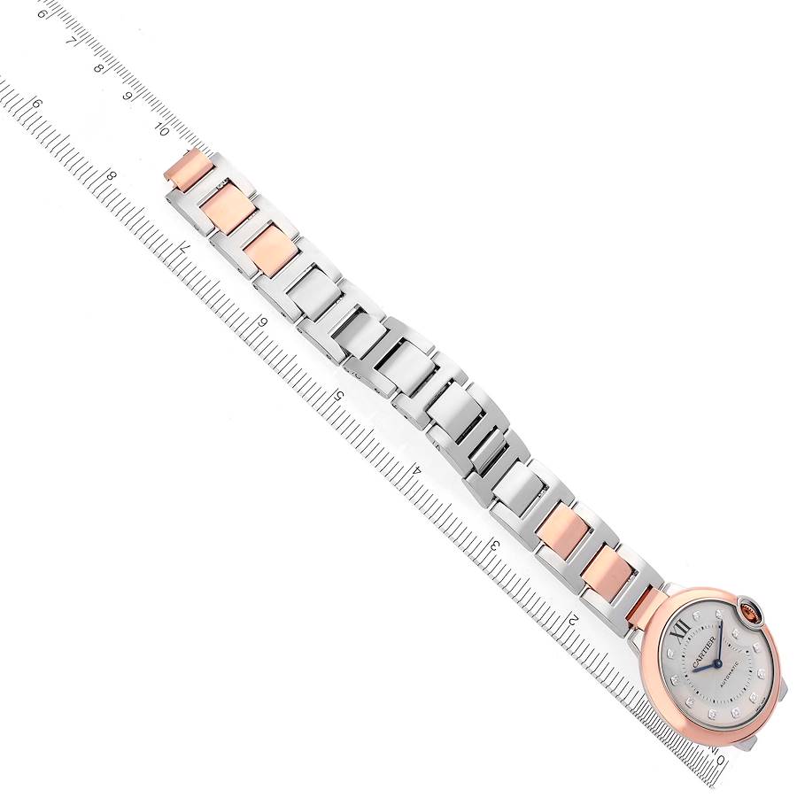 Cartier Ballon Bleu 36mm Steel Rose Gold Diamond Mens Watch W3BB0013