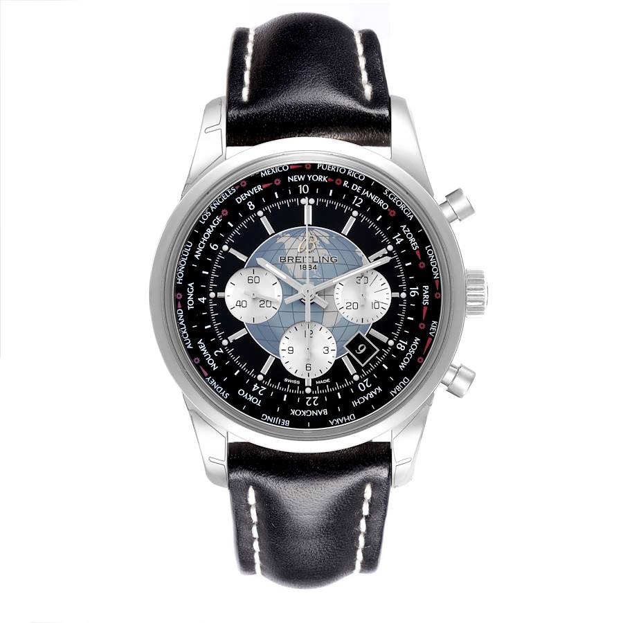 Breitling Transocean Chronograph Unitime Steel Mens Watch AB0510