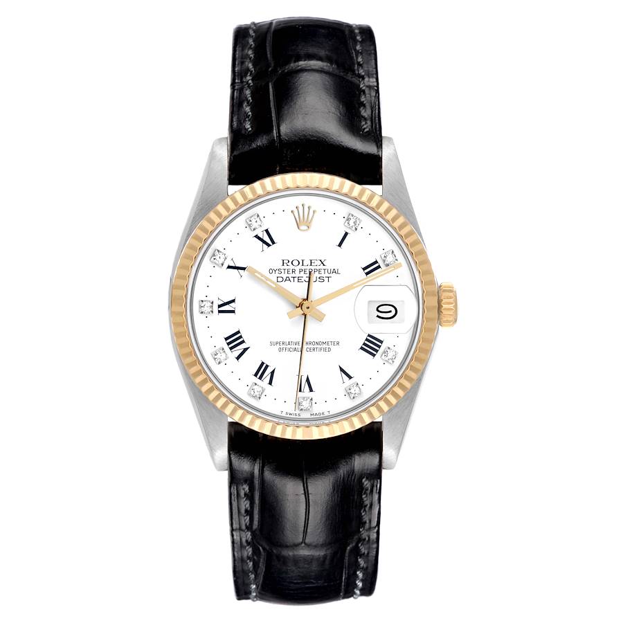 Rolex Datejust Steel Yellow Gold White Diamond Dial Vintage Mens Watch 16013
