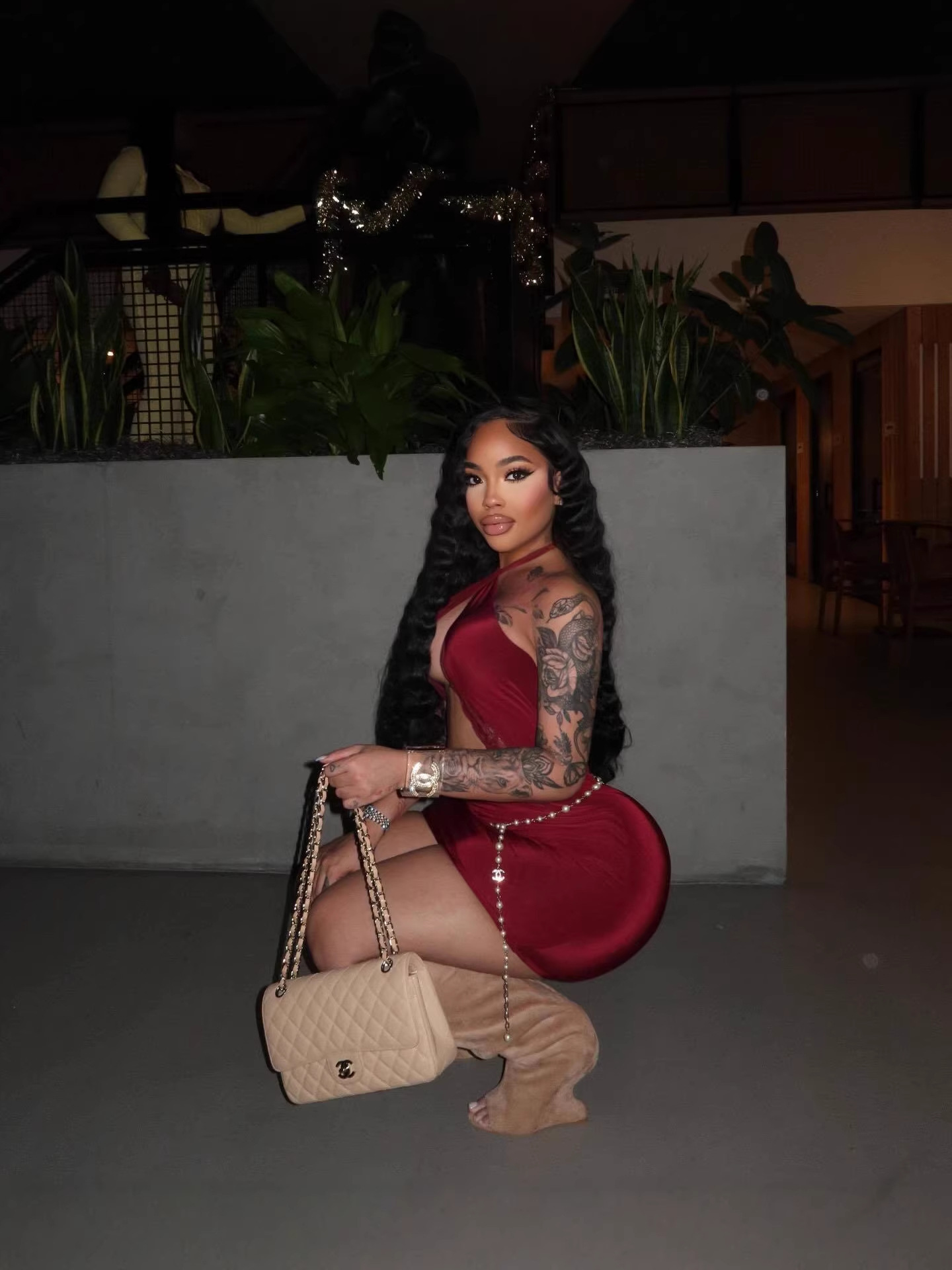 Women Sexy Lace Halter Neck Bodycon Dress