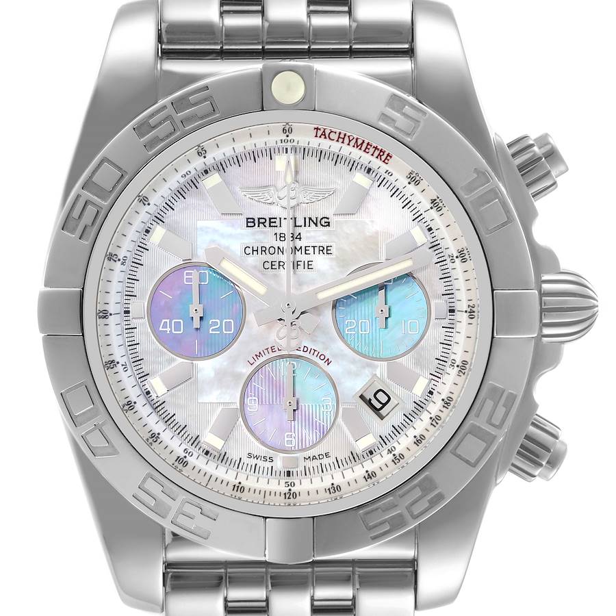 Breitling Chronomat 01 Blue Mother of Pearl Steel Mens Watch AB0110