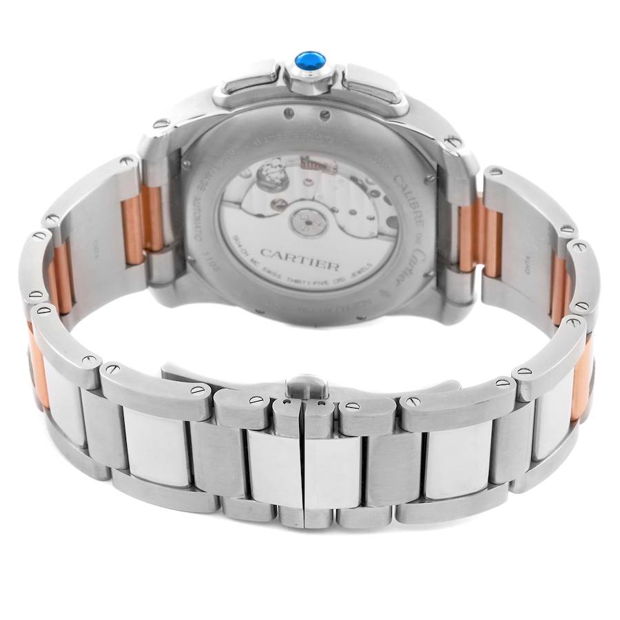 Cartier Calibre Chronograph Steel Rose Gold Mens Watch W7100042