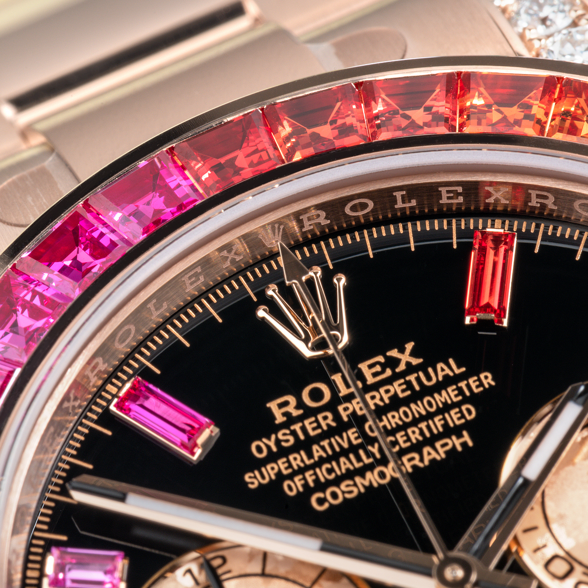 Rolex Cosmograph Daytona 116595RBOW 40mm Everose Gold Rainbow Sapphire Watch