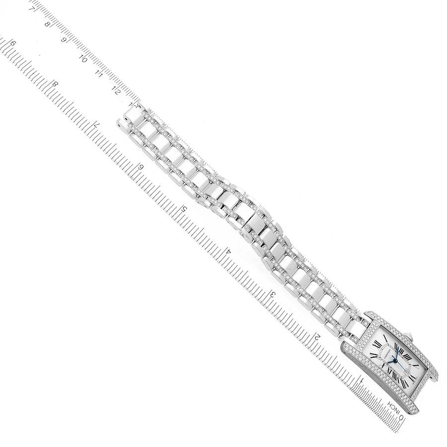 Cartier Tank Americaine White Gold Diamond Mens Watch WB7045MP