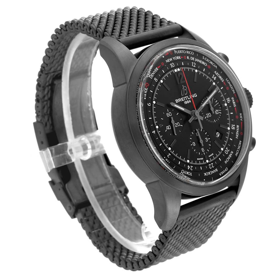 Breitling Transocean Unitime Pilot Black Dial Steel Watch MB0510