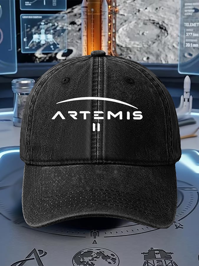Unisex  Artemis II  Print  Washed Cotton Cap
