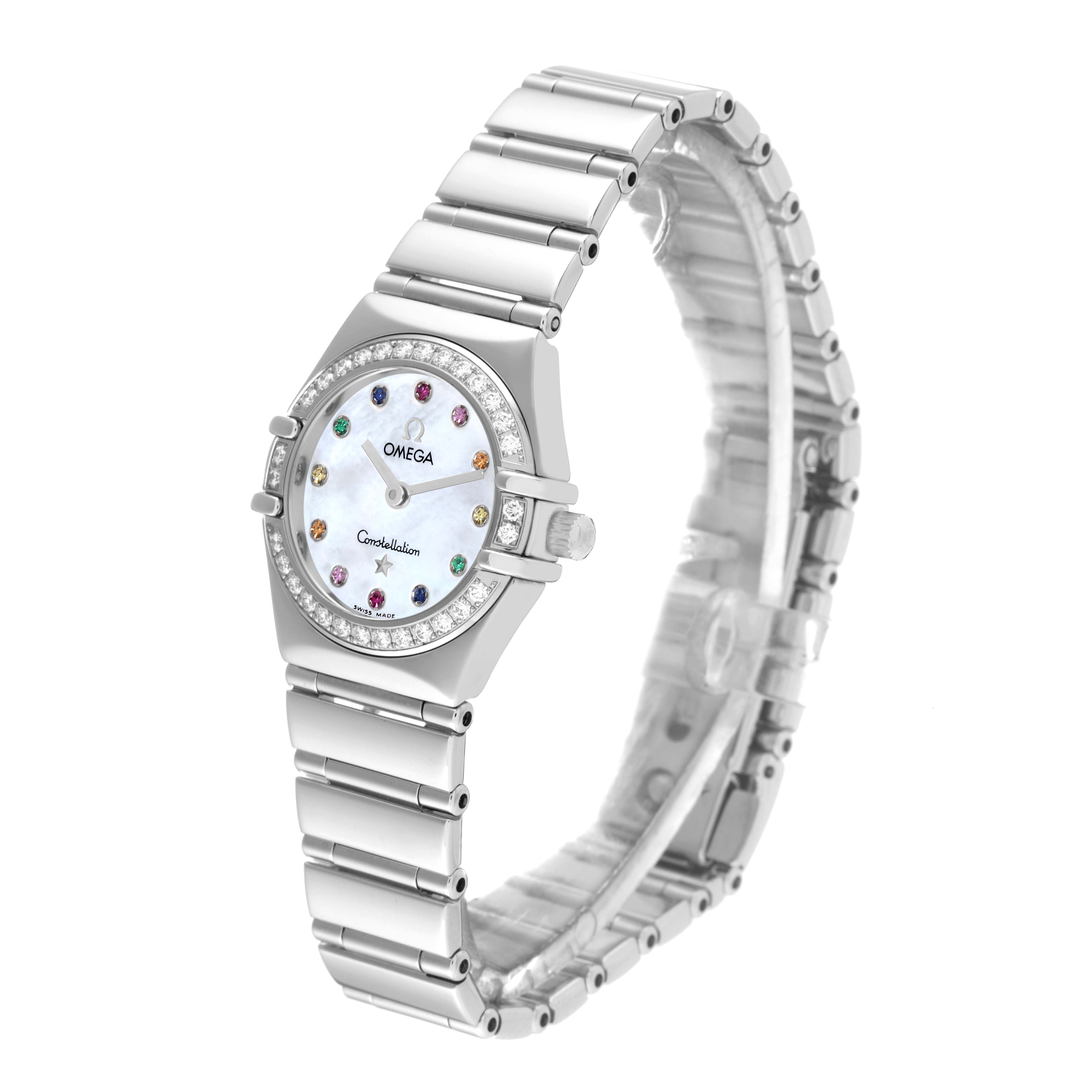 Omega Constellation Iris Steel Multi Stone Mother Of Pearl Dial Ladies Watch 22.5 MM 1465.79.00