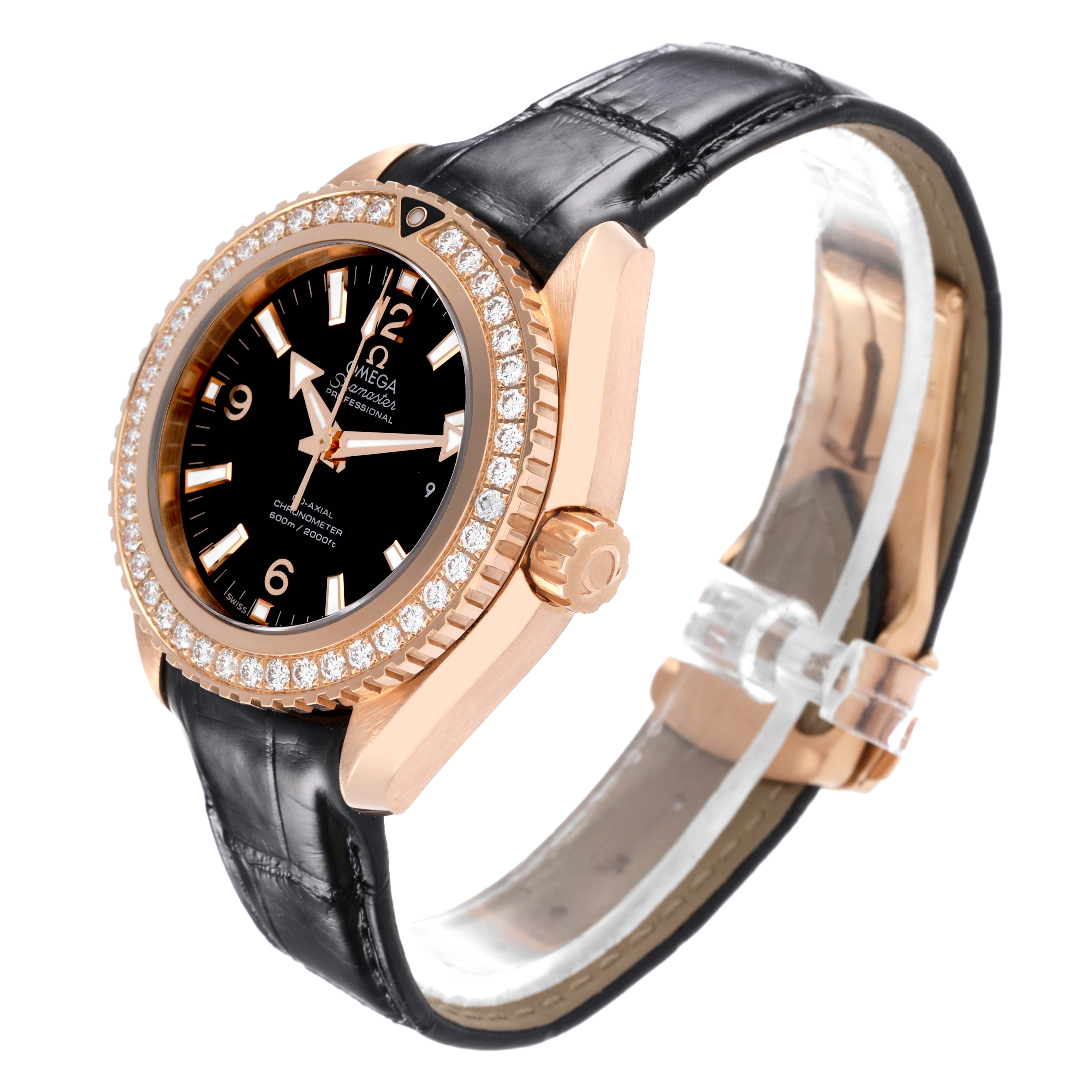 Omega Seamaster Planet Ocean Rose Gold Diamond Watch 37.5 MM 232.58.38.20.01.001 BoxCard