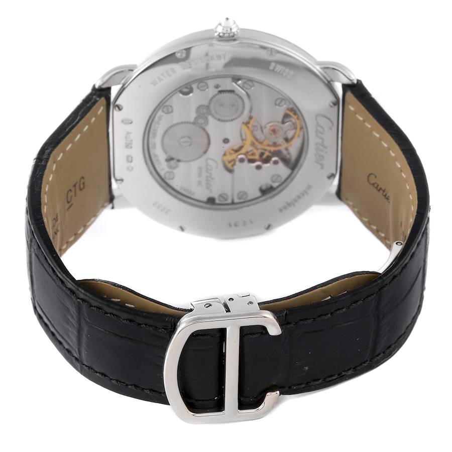 Cartier Ronde Louis White Gold Diamond Bezel Mens Watch WR007002