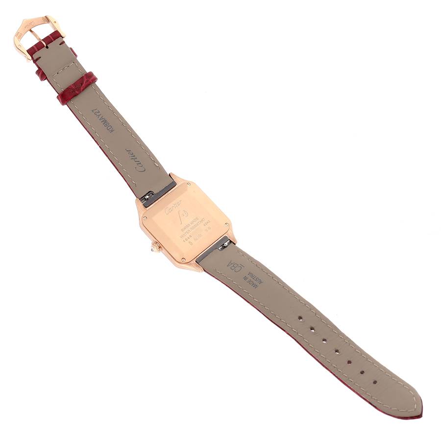 Cartier Santos Dumont 18k Rose Diamond Bezel Ladies Watch WJSA0017