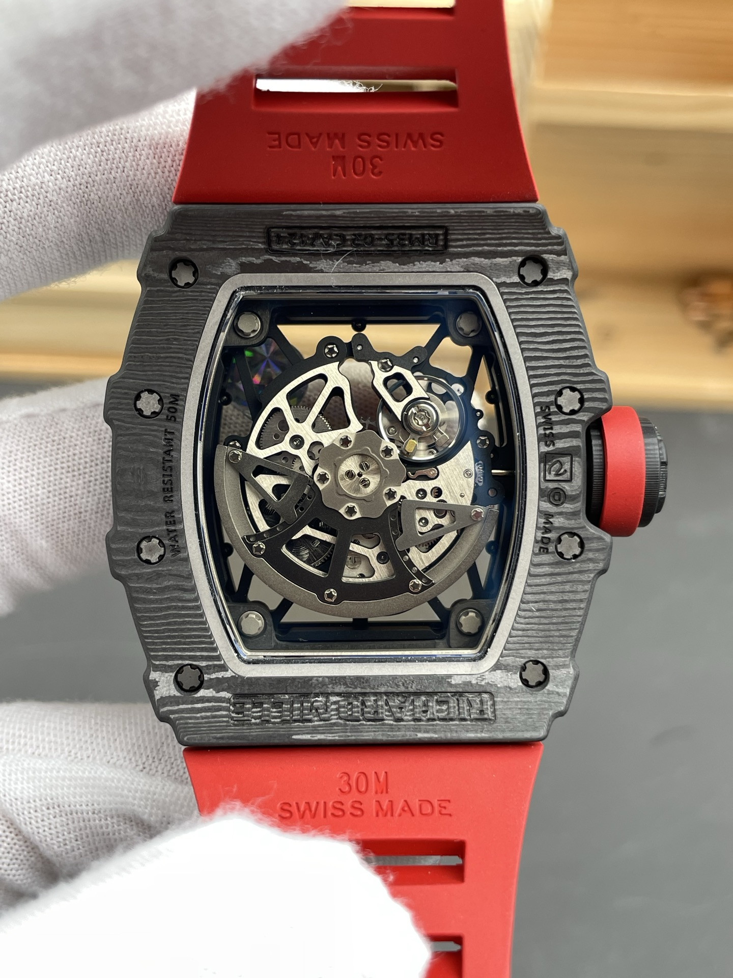 RM35-02 Carbon Fiber Red Bezel APS Factory