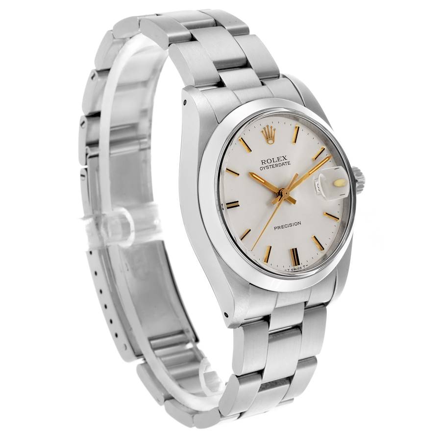 Rolex OysterDate Precision Silver Dial Vintage Steel Mens Watch 6694