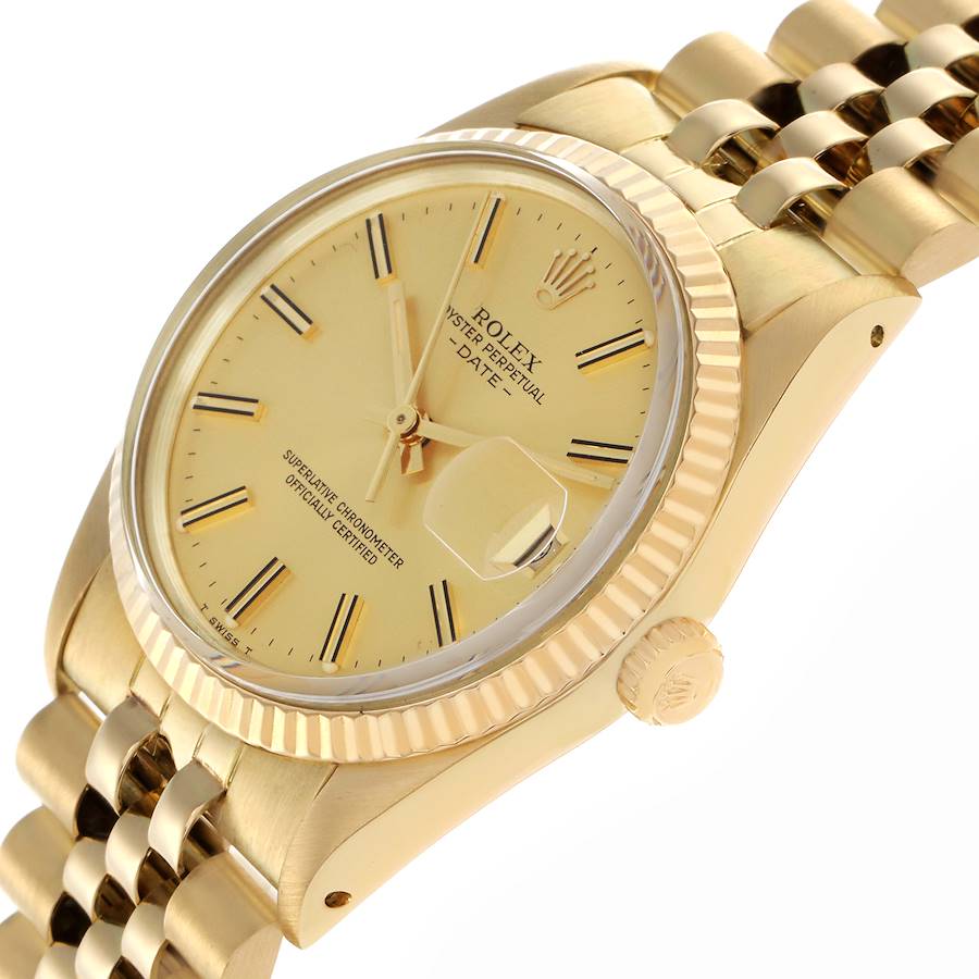 Rolex Date 14k Yellow Gold Vintage Mens Watch 15037