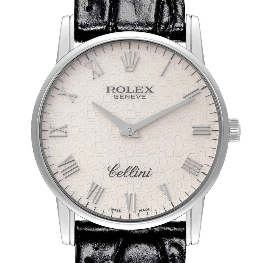 Rolex Cellini Classic White Gold Ivory Anniversary Dial Mens Watch 5116 Card