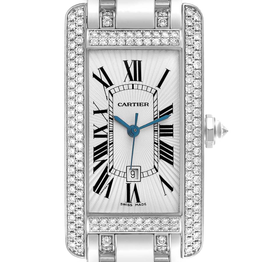 Cartier Tank Americaine White Gold Diamond Mens Watch WB7045MP