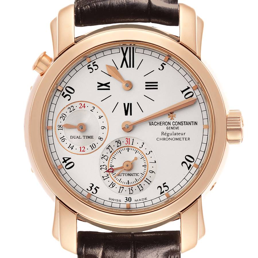 Vacheron Constantin Malte Dual Time Regulator Rose Gold Mens Watch 42005