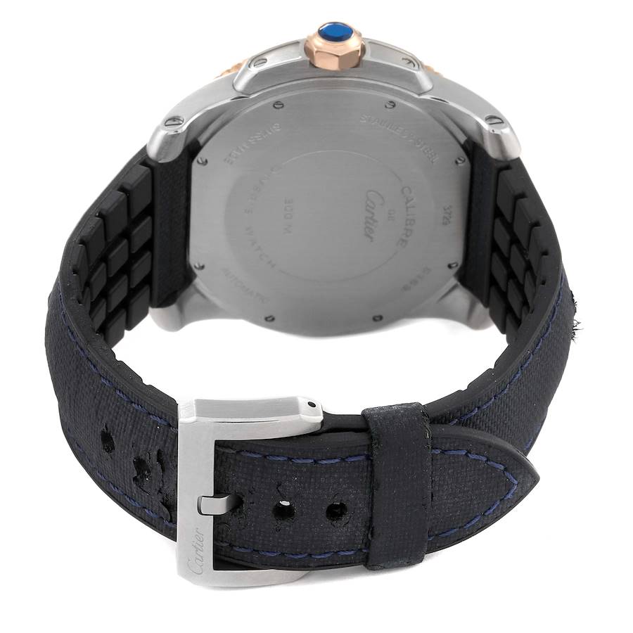 Cartier Calibre Diver Steel Rose Gold Blue Dial Mens Watch W2CA0008 Card