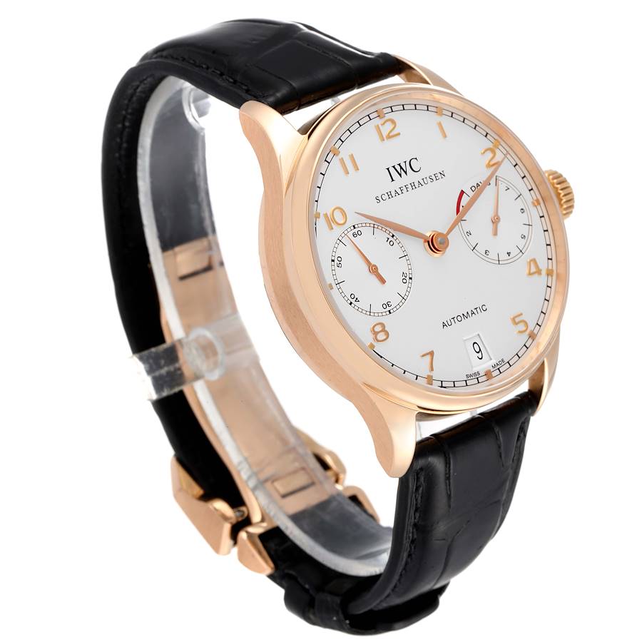 IWC Portuguese Chrono 7 Day 18k Rose Gold Mens Watch IW500004