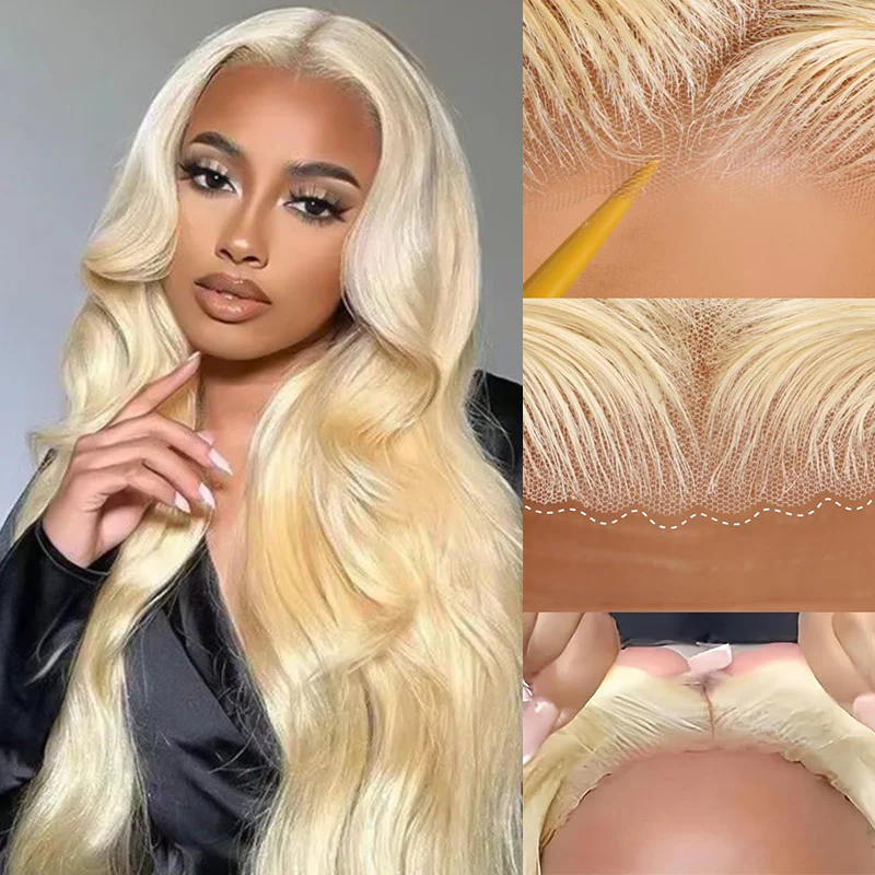 Megalook 6x5 Invisible Knots Glueless 613 Blonde Silky Straight Wigs Realistic Hairline Beginner Friendly
