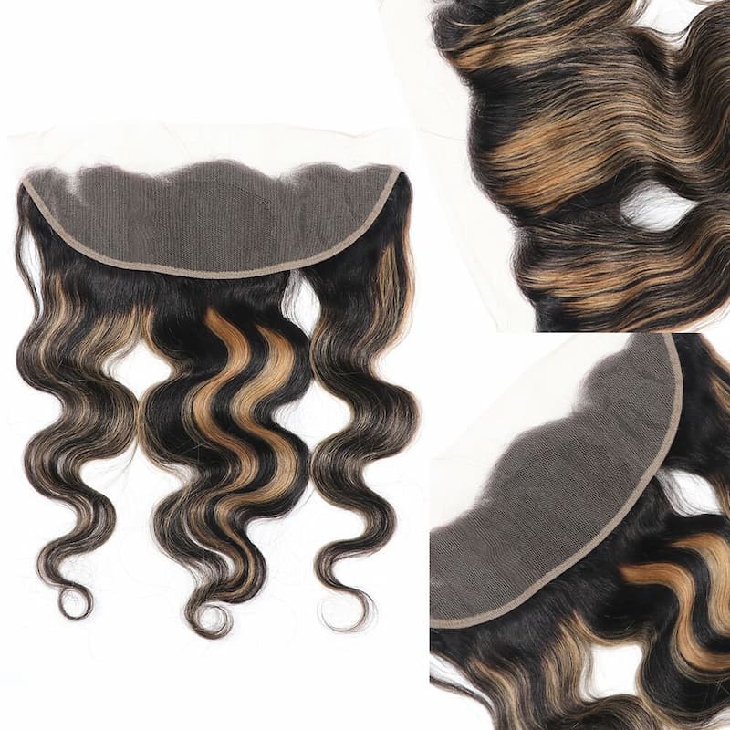 Megalook Highlight Balayage Colored 13x4 Free Part Lace Frontal Virgin Human Hair