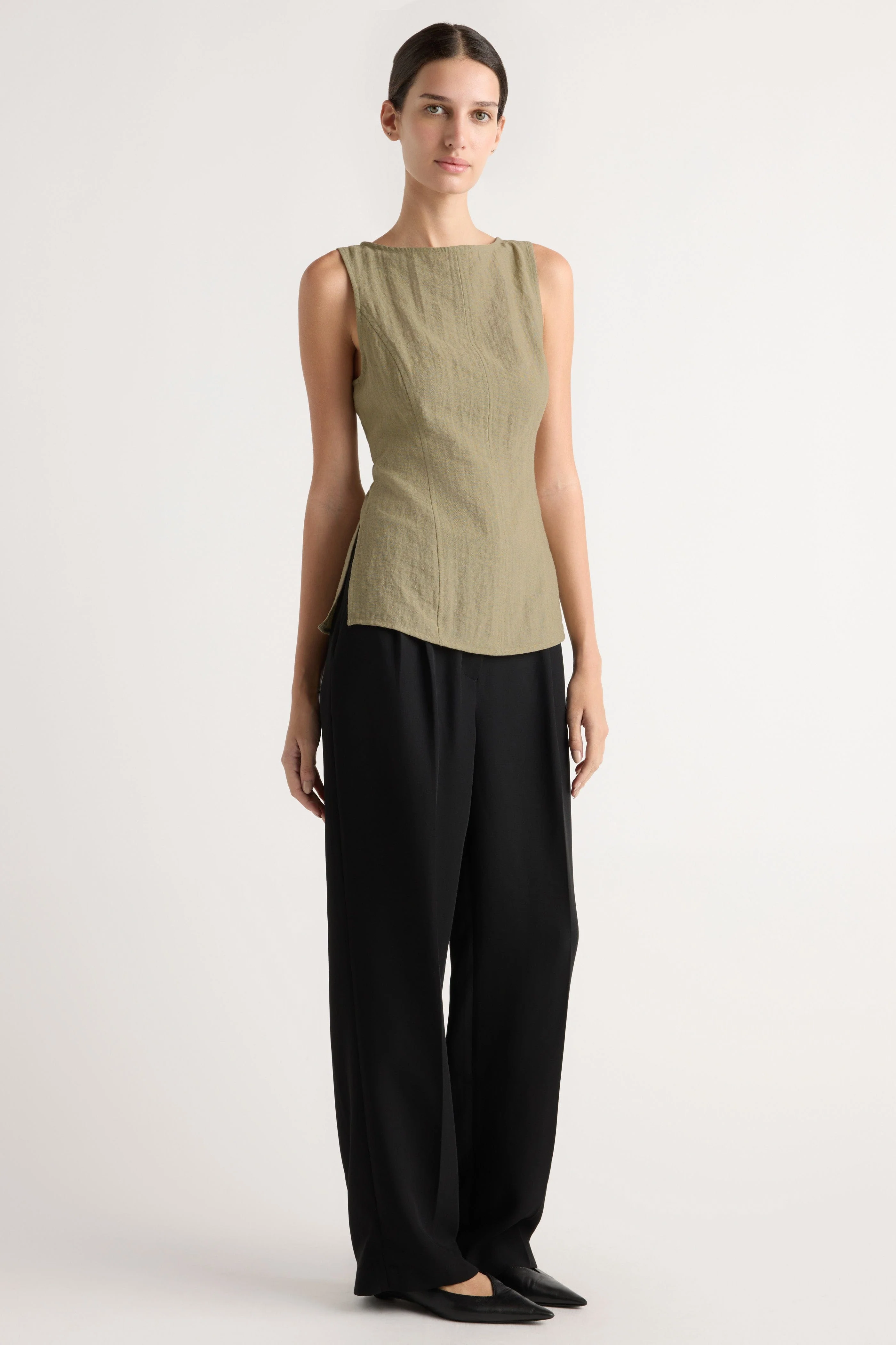 Orion Double-Pleated Tailored Pant