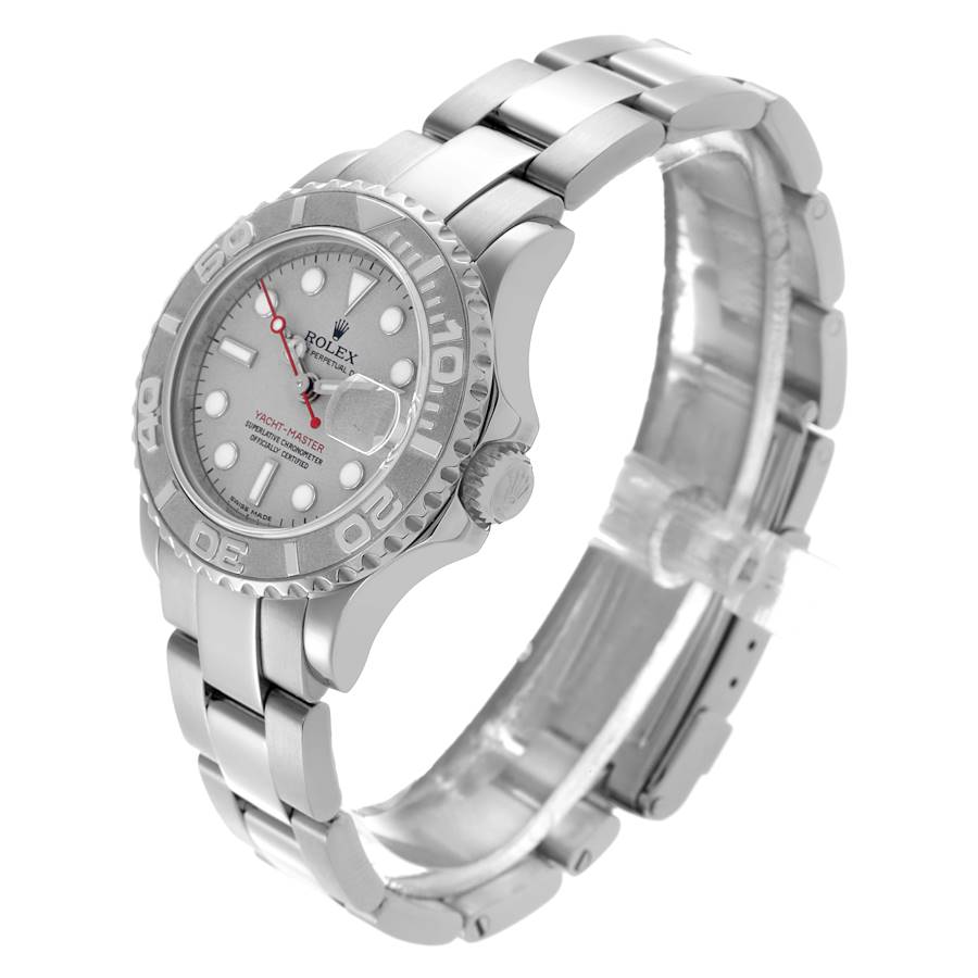 Rolex Yachtmaster 29 Steel Platinum Dial Bezel Ladies Watch 169622
