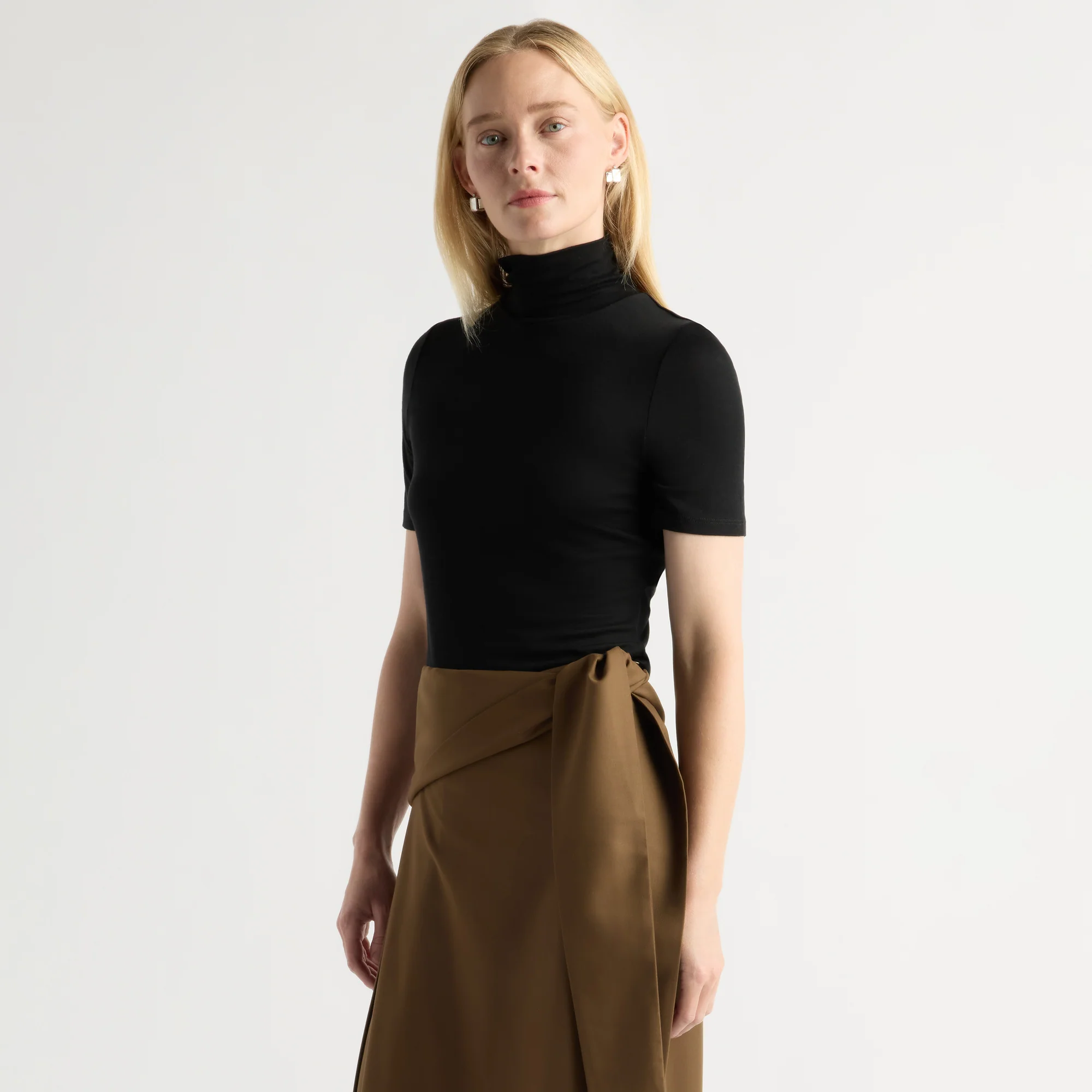 Gianni Mock-Neck Semi-Sheer Tee